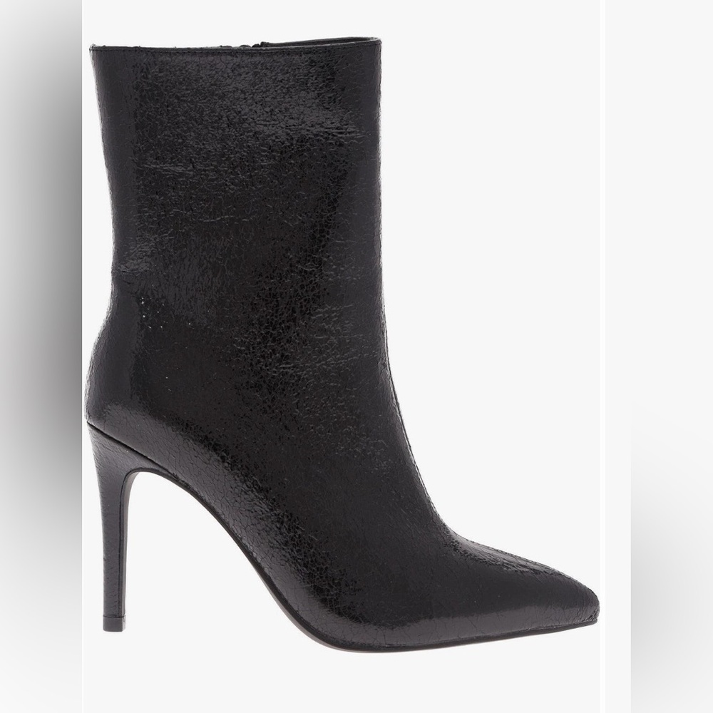 MIA Mardi Pointed Toe Ankle Bootie Size 9 Black Crinkle Stiletto Boots NIB